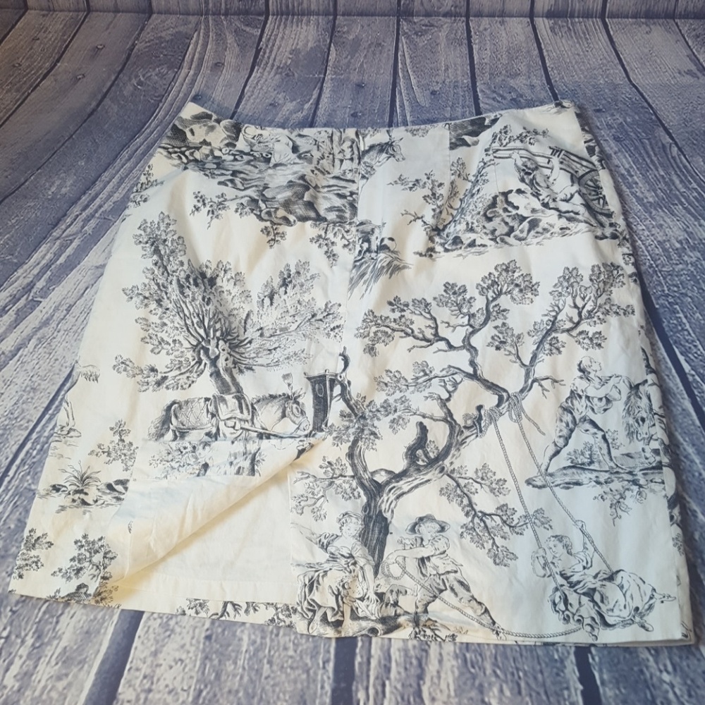 Talbot's Toile Print Cotton Pencil Skirt, Size 14 - Picture 2 of 4
